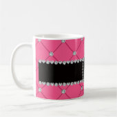 Mug Diamants roses de touffe de monogramme (Gauche)