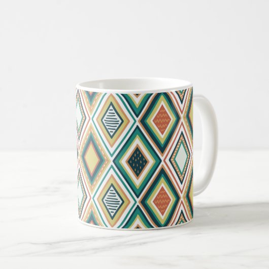 Mug Diamond Geometric Pattern in Earth Tones (Devant droit)