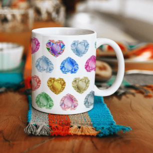 Mug Diamond Heart Aquarelle Motif mignon Pastel Girly