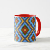 Mug Diamond Pattern Blue Red Yellow Green  (Devant droit)