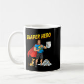 Mug Diaper Hero Funny Cartoon Dad Design For New Fathe (Gauche)