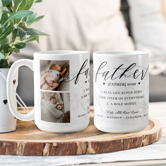 Mug Dictionnaire Père Définition Photo Collage Marbre