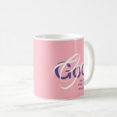 Mug DIEU A LE DERNIER DIT Écriture Monogramme rose (Devant droit)