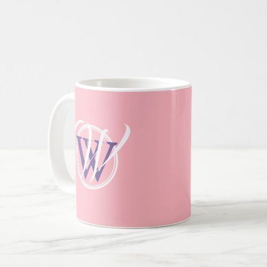 Mug DIEU A LE DERNIER DIT Écriture Monogramme rose (Devant gauche)
