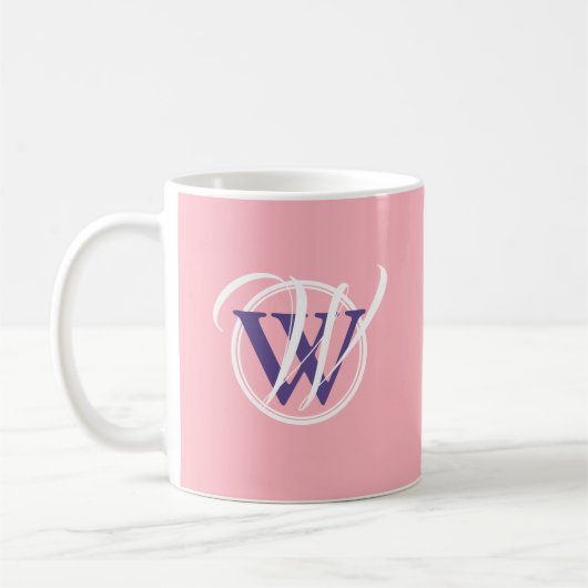 Mug DIEU A LE DERNIER DIT Écriture Monogramme rose (Gauche)