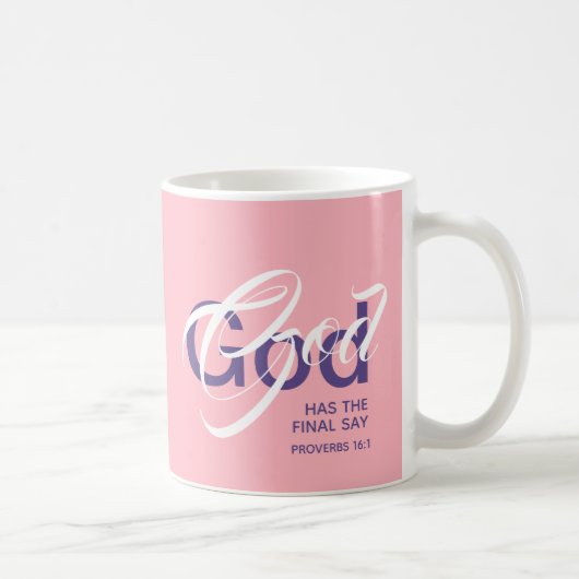 Mug DIEU A LE DERNIER DIT Écriture Monogramme rose (Droite)