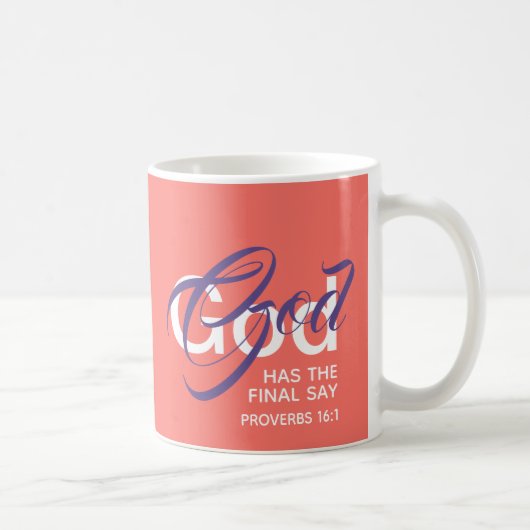 Mug DIEU A LE DERNIER DIT Monogramme Écriture Corail (Droite)