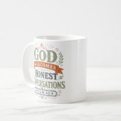 Mug Dieu accueille les conversations honnêtes Citation (Devant gauche)