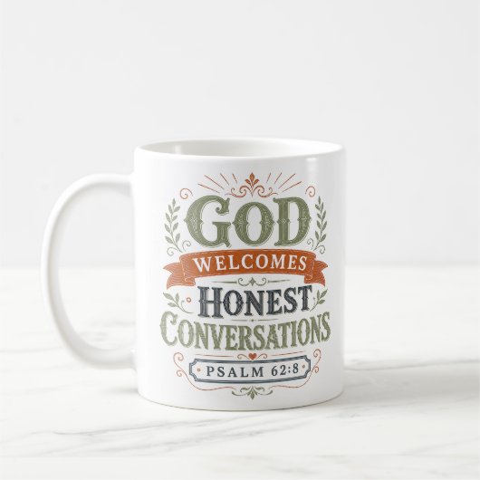 Mug Dieu accueille les conversations honnêtes Citation (Gauche)