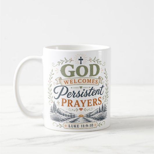 Mug Dieu accueille les prières persistantes Citation c (Gauche)