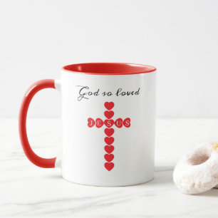 Mug Dieu Aima Tant le Monde Cœur Rouge Croix Ajouter u