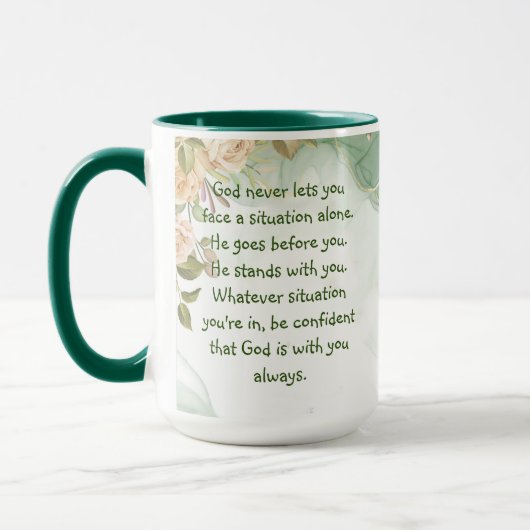 Mug Dieu avec vous jamais seul Fleurs Inspirationnelle (Gauche)