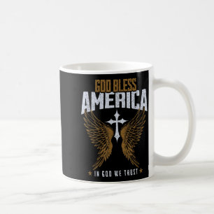 Mug Dieu bénisse l'Amérique Croix chrétienne et aile d