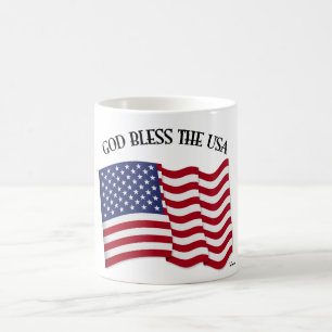 Mug DIEU BÉNISSE LES ÉTATS-UNIS avec drapeau américain