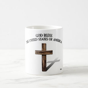 Mug DIEU BÉNISSE LES ÉTATS-UNIS D'AMÉRIQUE croix robus
