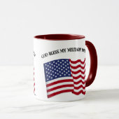 Mug DIEU BÉNISSE MA FILLE MILITAIRE avec drapeau améri (Devant droit)