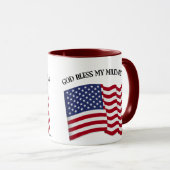 Mug DIEU BÉNISSE MON PÈRE MILITAIRE avec drapeau améri (Devant droit)