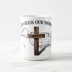Mug Dieu bénisse nos troupes avec une croix robuste et
