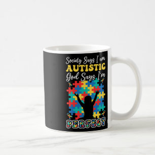 Mug Dieu dit Enfant Parfait Coloré Puzzle Autisme Sens