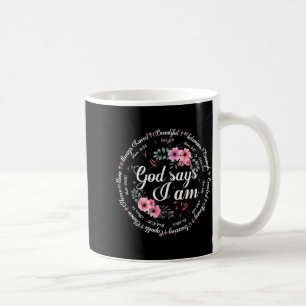 Mug Dieu dit que je suis floral verset biblique religi