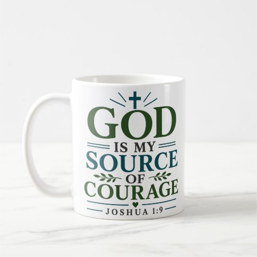 Mug Dieu est ma source de courage Citation chrétienne (Gauche)