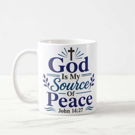 Mug Dieu Est Ma Source De Paix Citation Matinale De Dé (Gauche)