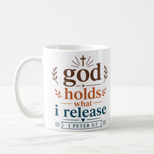 Mug Dieu garde ce que je libère Écriture chrétienne (Gauche)