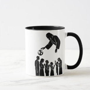 Mug Dieu Inspirationnel Atteignant la Terre Noir & Bla