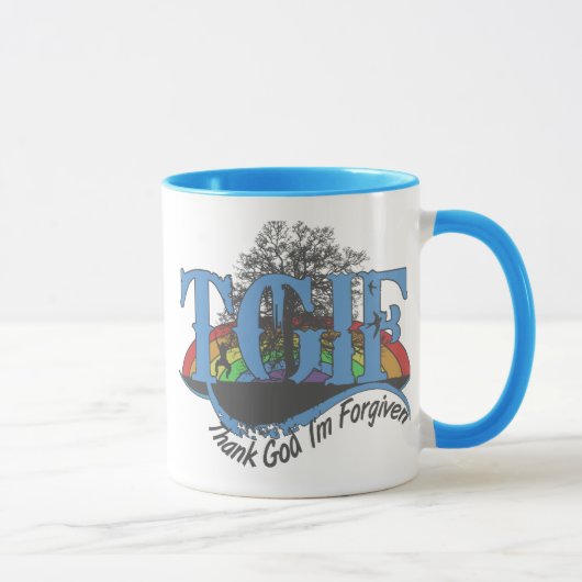 Mug Dieu merci, je suis pardonné au TGIF (Droite)