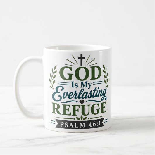 Mug Dieu Mon Refuge Éternel Verset Encourageant (Gauche)