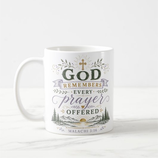 Mug Dieu se souvient de chaque prière offerte Citation (Gauche)