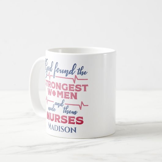 Mug Dieu Trouve Forte Femmes Infirmière (Devant gauche)