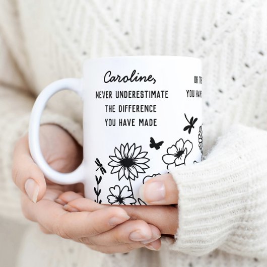 Mug "Différence que vous avez faite" Nom personnalisé