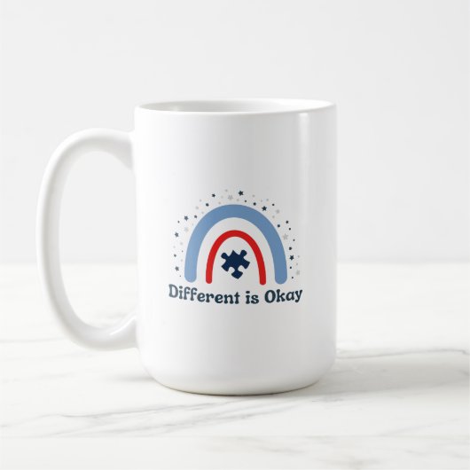 Mug Différent est OK Autism Mug, 15 oz (Gauche)