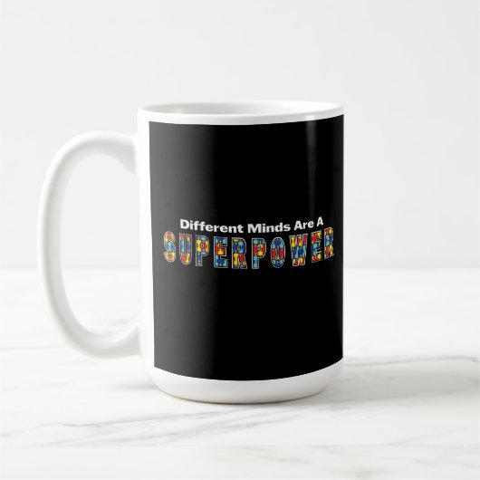 Mug Different Minds Are a Superpower Autism Acceptance (Gauche)