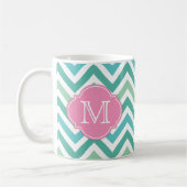 Mug Différentes nuances de Chevron Vert avec Mongram (Gauche)