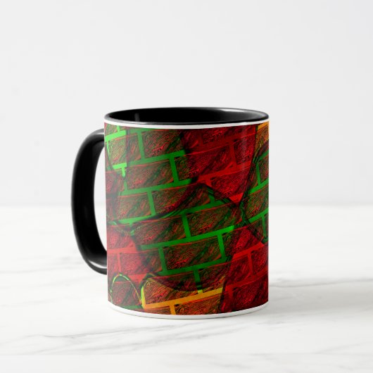Mug Différents montages d'images, brique, rouge, vert, (Devant gauche)