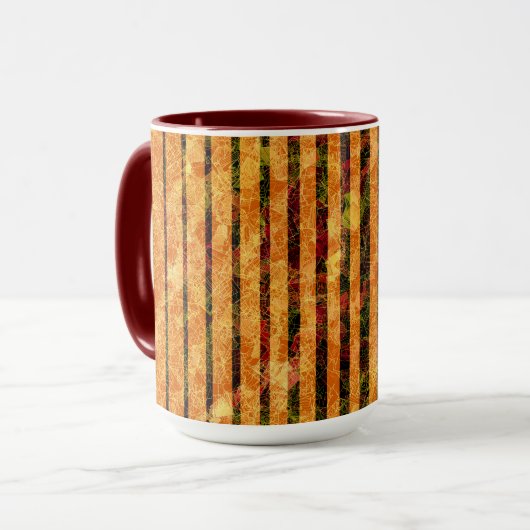 Mug Différents rayures orange, petits carrés rayés (Devant gauche)