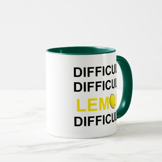 Mug ` Difficile, difficile, citron, difficile' (Devant droit)