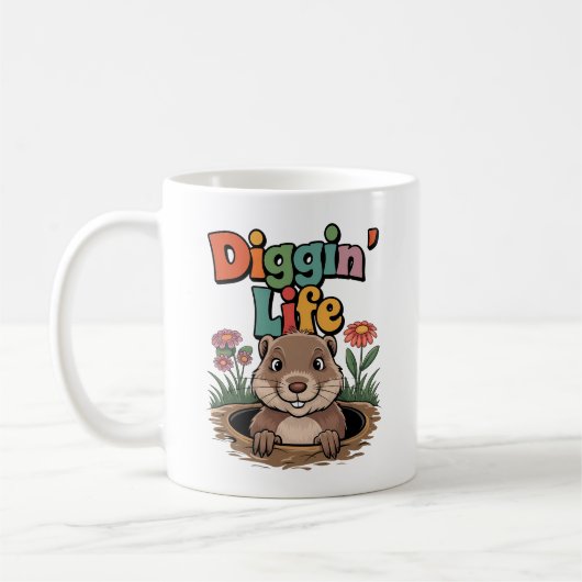 Mug Diggin Life Funny Gopher (Gauche)
