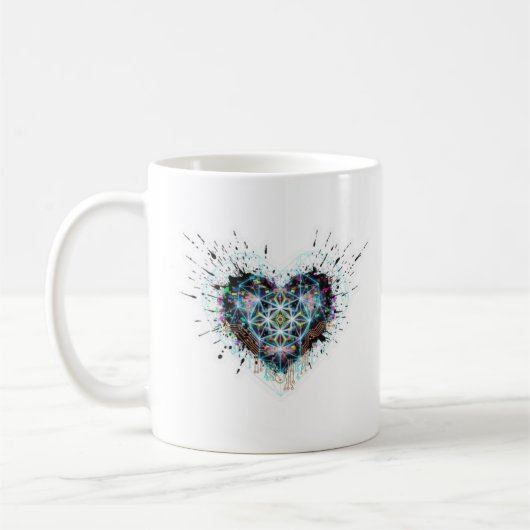 Mug Digital Heart Sacred Geometry Heart Design  (Gauche)