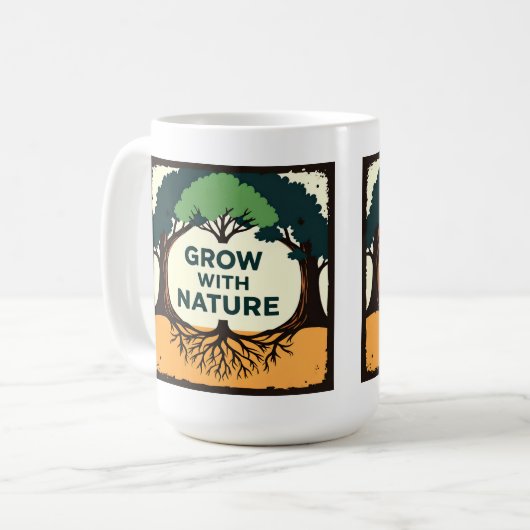 Mug Digital Illustration of Stylized Tree with Roots a (Devant gauche)