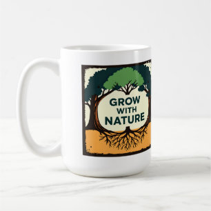 Mug Digital Illustration of Stylized Tree with Roots a