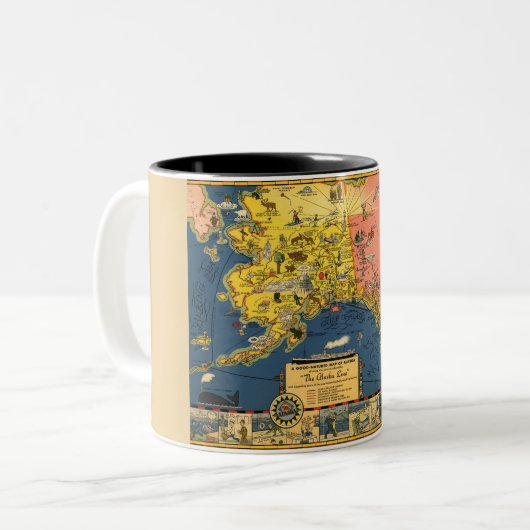 Mug d'illustration Vintage de l'Alaska (Devant gauche)