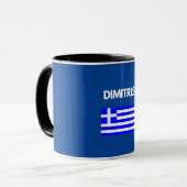 Mug Dimitris Greek Name avec un drapeau grec (Devant gauche)