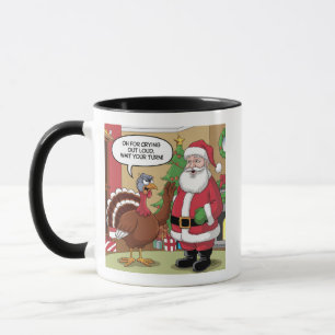 Mug Dinde à Père Noël "Attendez votre tour!"