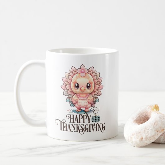Mug Dinde de Thanksgiving mignonne (Avec donut)