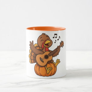 Mug Dinde de Thanksgiving mignonne avec guitare
