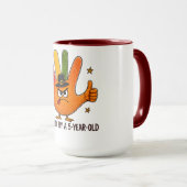 Mug Dinde de Thanksgiving tracée par une main d'enfant (Devant droit)