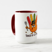 Mug Dinde de Thanksgiving tracée par une main d'enfant (Devant gauche)